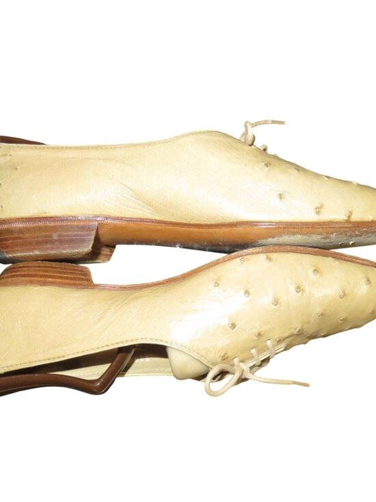 MORESCHI OF ITALY GENUINE OSTRICH SKIN BRASS BOOT TAN OXFORD LOAFERS DRESS SHOES main image 6